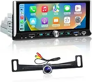 6.9-Inch Single Din Touchscreen Car Stereo - Android 2GB+64GB Type-C&USB Single Din Wired/Wireless Carplay Android Auto,1080P HD GPS Navigation Handsfree Calling WiFi, Mirror Link/SWC/FM/BT/Knob