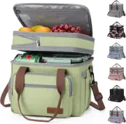 Lunch Bag Women,23L Insulated Lunch Box for Men Women,Expandable Double Deck