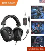 PC Gaming Headset, USB Headset with 7.1 Surround Sound, Detachable Microphone...