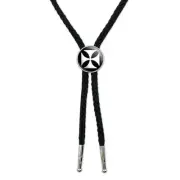 Iron Maltese Cross Western Southwest Cowboy Necktie Bow Bolo Tie