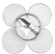 Practicool Garden Potting Mix Sieve - Stainless Steel Riddle - Soil sifting pan - with 4 Interchangeable Filter mesh Sizes - 3,6,9,12 mm and Bonus Spade