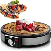 1200W Electric Pancake and Crepe Maker, Non-Stick Surface, Adjustable Temperature, Easy to Clean, Perfect for Omelettes, Steaks, and Barbecue