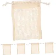 DECORNIJIA 5Pcs Reusable Mesh Soap Bags with Drawstring Linen Bathing Soap Pouches for Exfoliating Travel Shower for Soap Bars and Skin Care