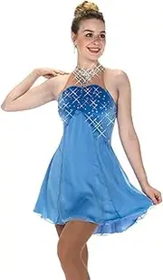 [Zagitova] Figure Skating Dress for Girls with Shiny Rhinestone Graceful Open Back Competition Dance Wear