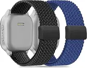 [Folavii] Braided Band Compatible with Cosmo JrTrack 4/3/2 SE/2/JrTrack & Gizmo Watch Adventrue 3 2 1/Gabb Watch 3e 3 2 1/SyncUP Kids Watch 2 1, 2 Pack Soft Breathable Strap Easy Buckle for Boys Girls