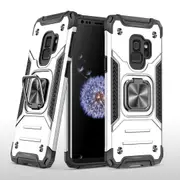 MCC Shockproof Samsung Galaxy S9 Heavy Duty Tough Case Cover Ring Holder [Silver]