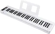61-Key Foldable Electronic Piano Multifunctional Electronic Organ 61 Keys Sensitive Piano Keyboard with Display Built-in Rechargeable Battery BT Connectivity Portable Musical White One Size