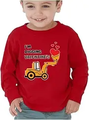 [Tstars] I'm Digging Valentine's Gift Tractor Loving Boy Toddler/Kids Long Sleeve T-Shirt