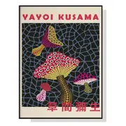 GGP Wall Art Mushroom By Yayoi Kusama Black Frame Canvas 70Cmx100Cm