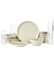 Stone Lain Dua 16pc Stoneware Dinnerware Set with Borosilicate Glass