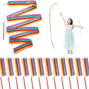 12 Pcs Dance Ribbon for Kids Party Bag Fillers, Gymnastics Ribbon Rainbow Stream