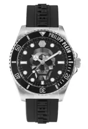 New Philipp Plein Black Mens Analogue Watch The $kull Diver PWOAA0122