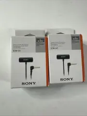 2 Sony ECM-LV1 Compact Stereo Lavalier Microphone Plug-in Mic Input 1m Cable New