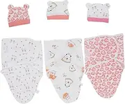 WEKAMOS 3Sets Cotton Newborn Swaddle Blankets with Hat Wearable Sleep Sack for Boys for Spring Autumn Nursery Swaddling Cozy Comfortable Sleep