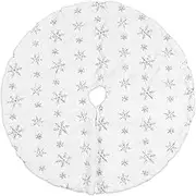 Christmas Tree Skirt Tree Skirt 35.4in Christmas Tree Skirt Round Christmas Tree Stand Skirts Mat Pure Faux Round Carpet for Home Party Decorations Ornaments (Silver)