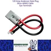 1 x 120amp Anderson Style Plug With 30cm 4AWG Cable with Eye Terminals 120 Amp