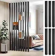Metal Slat Wall Partition Posts Room Divider, Aluminum Privacy Screens Columnar, Wall Divider Grille Screen Room Separator with Adjustable Foot, for Entrance/Hallway(6 Pcs,105cm/41.3in/3.44ft)