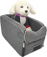 Pet Booster Seat for Car Armrest, Portable Pet Soft Nest Car Center Console Booster Pet Seat, Perfect Car Safety Seat for Puppy Small Dog Cat, Dark Gray