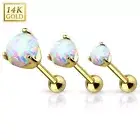 Piercing Ear Cartilage Opal Gold 14 Carat