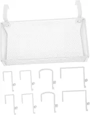 HEALEEP Metal Bedside Organizer Hanging Storage Basket for Bunk Beds Headboards Versatile Desktop Storage Rack for Phones Magazines and Drinks White