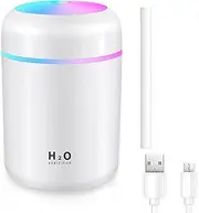 USB Car Air Purifier Diffuser Aroma Oil Humidifier Mist Led Night Light Home (300ml White)