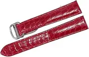 [GGZONE] RHAIYAN Watch Accessories Crocodile Leather Watch Band with Stainless Steel Folding Buckle Compatible with Cartier Tank Solo Series Strap Specific (Color : Red, Size : 16MM_Silver Buckle)