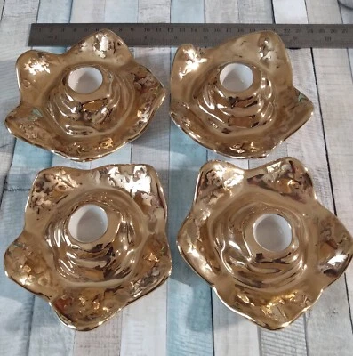 Set of 4 Gold Coated Candlestick Holders from Holley Ross *New / Unused*