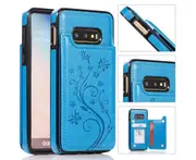 For Samsung Galaxy S10E Leather Cover Wallet - Blue