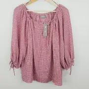 [ SUSSAN ] Womens Berry Gingham Off The Shoulder Top NEW + TAGS | Size AU 12