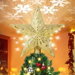 LED聖誕樹頂投影燈樹燈星暴風雪五角星投影燈聖誕樹裝飾燈 全館免運