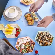 Multifunctional Fruit Plate Wheat Straw Thicken Dessert Plates Hexagon Tray