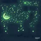 Fluorescent Meteor Luminous Wall Stickers Glow In The Dark Moon Stars Stickers