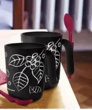 Tupperware Set of 2 Coffee Station Mug & Spoons 11 oz