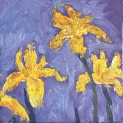 Impressive Irises Oil Painting. Original. Signed by Author. Flowers Painting Art