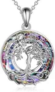 Tree of Life Necklace for Mother'S Day Gifts 925 Sterling Silver Crystal Tree of