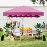 Costway3 x 3 m Pop up Canopy Tent Foldable with Wheeled Bag and 4 Sandbags-Pink