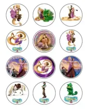 Tangled Rapunzel Edible Cupcake Toppers Wafer Cake Decorations (3 designs)
