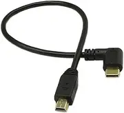 CGTime 10 Inchs Gold plated USB 2.0 Mini Male to USB Type C Male Right Angle Sync and Charge Converter Adapter Cable Cord