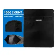 Loud Lock Grip N Pull Mylar Bags - 1,000 1/8 oz Child Resistant Black Resealable