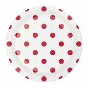 Red and White Polka Dot Small Paper Plates (Pack of 8)