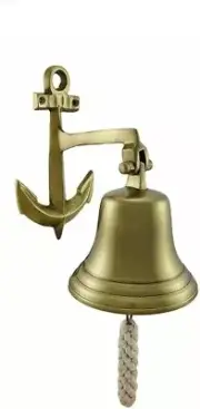 Handmade Antique Solid Ornate Engraved Anchor Ship Brass Finish Hand Bell 8