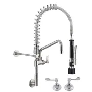 3Monkeez Stainless Steel Wall Stops And Elbow Pre Rinse Unit with 12" Pot Filler - Taps and Rinse Jets (T-3M53822-C) - T-3M53822-C