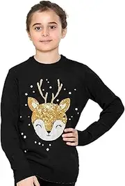[NOROZE] Girls Christmas Jumper 3D Kids Bird Reindeer Retro Pullover Sweater, Christmas Sweater Girls UK Sizes 3-13 Years