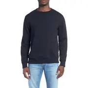 Billy Reid Dover Crewneck Sweatshirt with Leather Elbow Patches in Dark Midnight at Nordstrom, Size Small