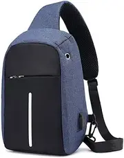 [Generic] Single Shoulder Backpack Anti theft Backpack Men's Burglar USB Charging Crossbody Bag Men&Female Stealth Zipper Bag