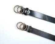 Double Metal Ring Buckle Women's Black Brown Leather Belt Fashion Soft Belt USA