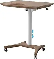 Home Foldable Sofa Side Table, Height Adjustable Overbed Table, Office Tiltable Desktop Standing Desk, Movable Computer Desk(Brown Color)
