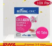 10X Bestural x DHC Collagen 40 tablets Gummy Chewable Strawberry Flavor Healthy