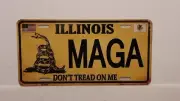 ILLINOIS MAGA MAKE AMERICA DON'T TREAD ON ME TRUMP METAL AUTO TAG PLATE