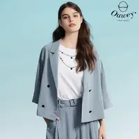 在飛比找momo購物網優惠-【OUWEY 歐薇】時尚抽繩寬鬆西裝外套(淺藍色；S-M；3